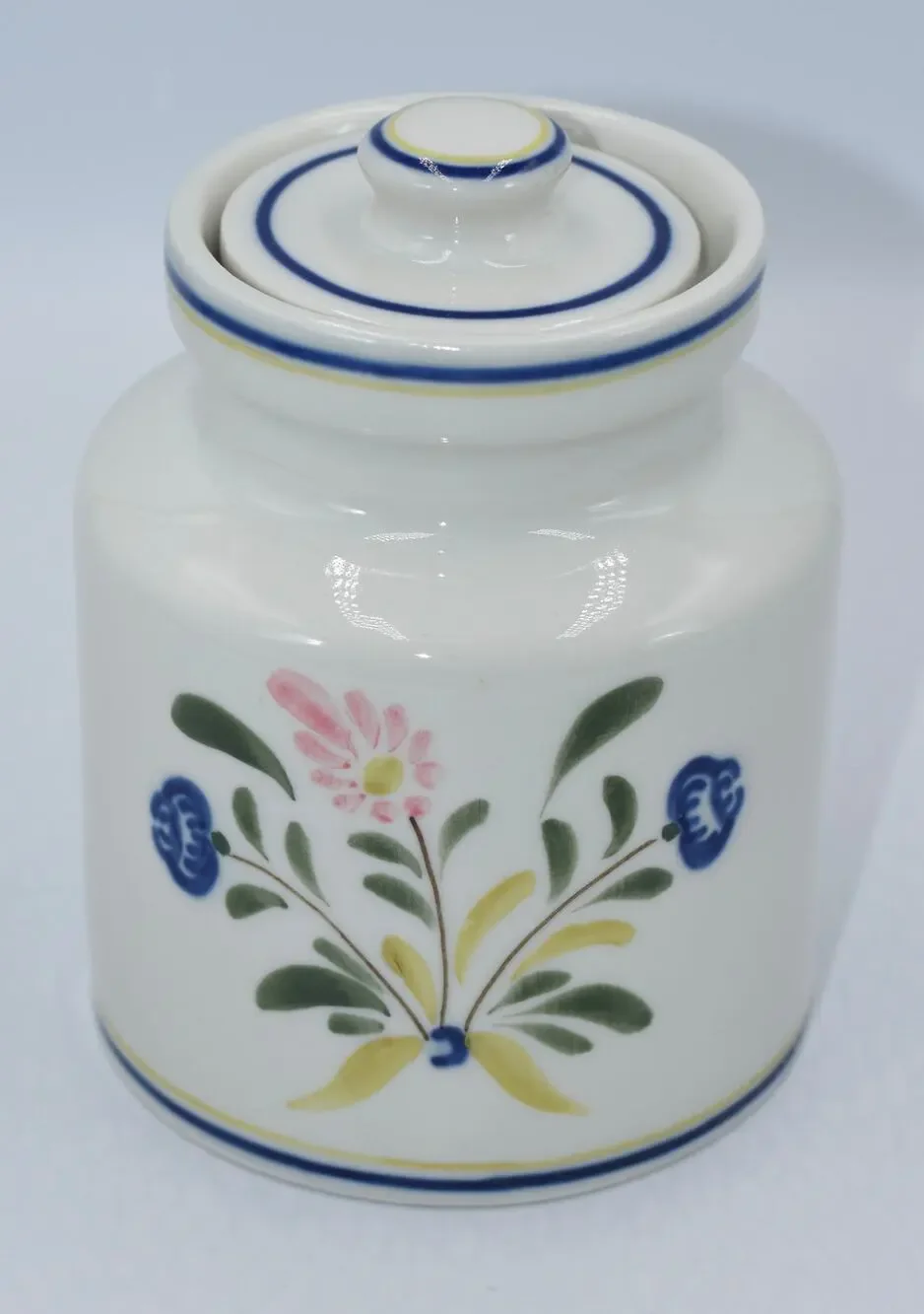Viana Do Castelo Made In Portugal Two Sided Hand Painted Flowers Canister